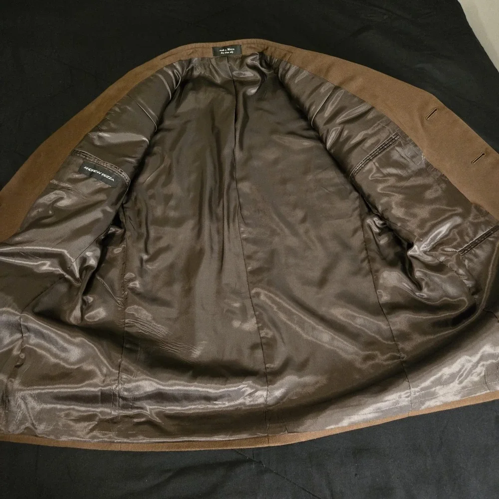 Andrew Fezza Sport Coat Mens 46 Chocolate‎ Brown Faux Suede Button Blazer Cowboy